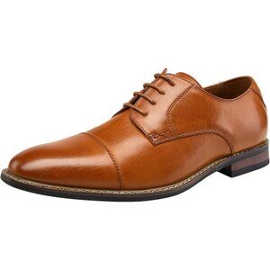 🆕Men's Yellow-Brown Classic Lace-up Cushioned Cap-Toe Oxford/Derby Dress Shoes